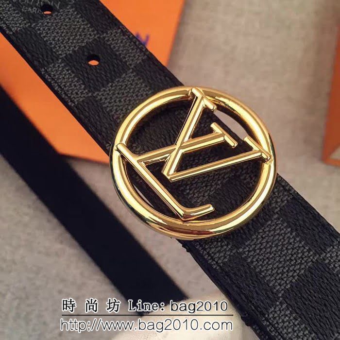 路易威登LV Monogram帆布 圓形LV logo 男士皮帶 LHG1220